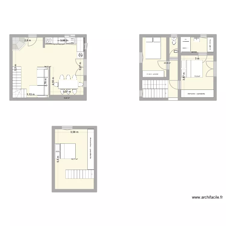 quentin & natacha. Plan de 5 pièces et 87 m²