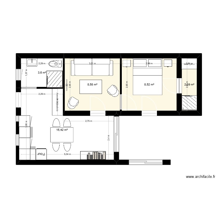 criel76. Plan de 5 pièces et 39 m2