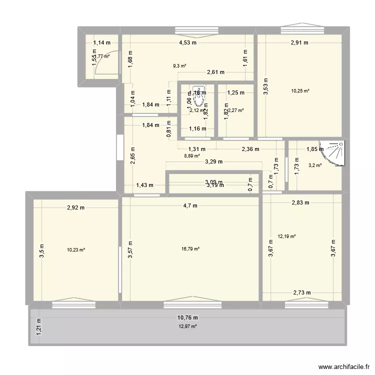 Apppart Cher1. Plan de 11  et 90 m²