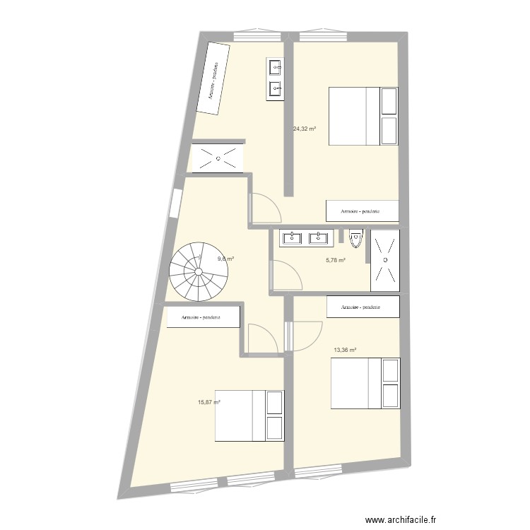 PROJET N°7(Avec.Iso). Plan de 9 pièces et 138 m2