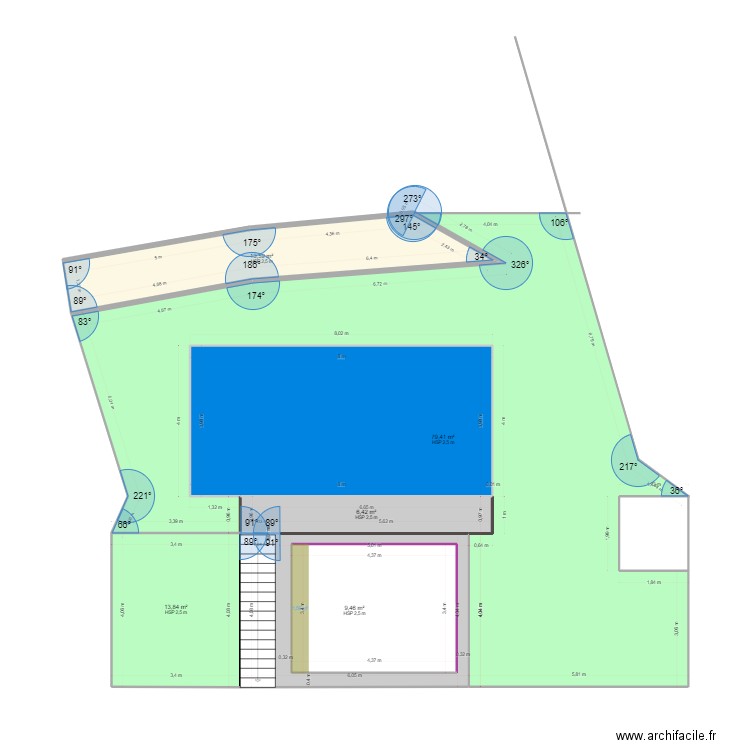 Srépy extérieurs. Plan de 7 pièces et 184 m2