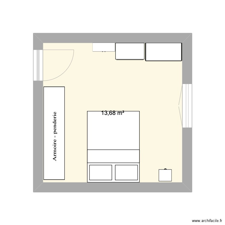 Chambre 2. Plan de 1 pièce et 14 m2