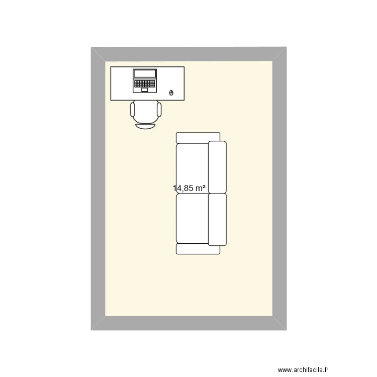 boudoir. Plan de 1 pièce et 15 m2
