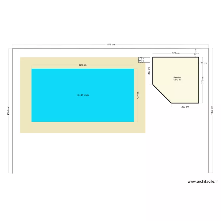 Projet Piscine. Plan de 1  et 12 m²