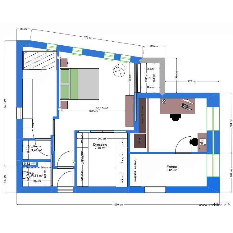 RDC Version 4. Plan de 7 pièces et 54 m2