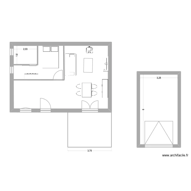 palise2. Plan de 3  et 34 m²