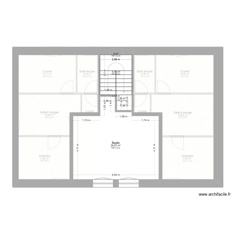 Projet 7 logements Dordoigne. Plan de 36  et 430 m²