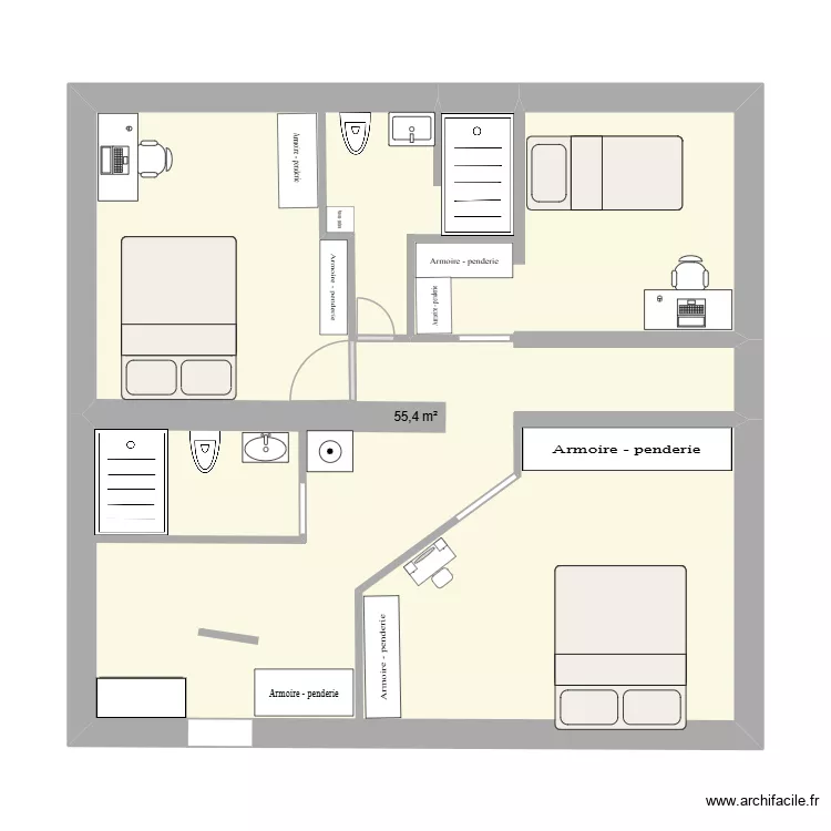 Cruseilles_appart_RDC. Plan de 1 et 55 m² Cruseilles_appart_RDC. Plan de 1 et 55 m²