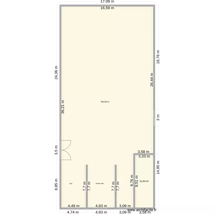 2026-10-11 35 RDC. Plan de 2 Pièces et 594 m²