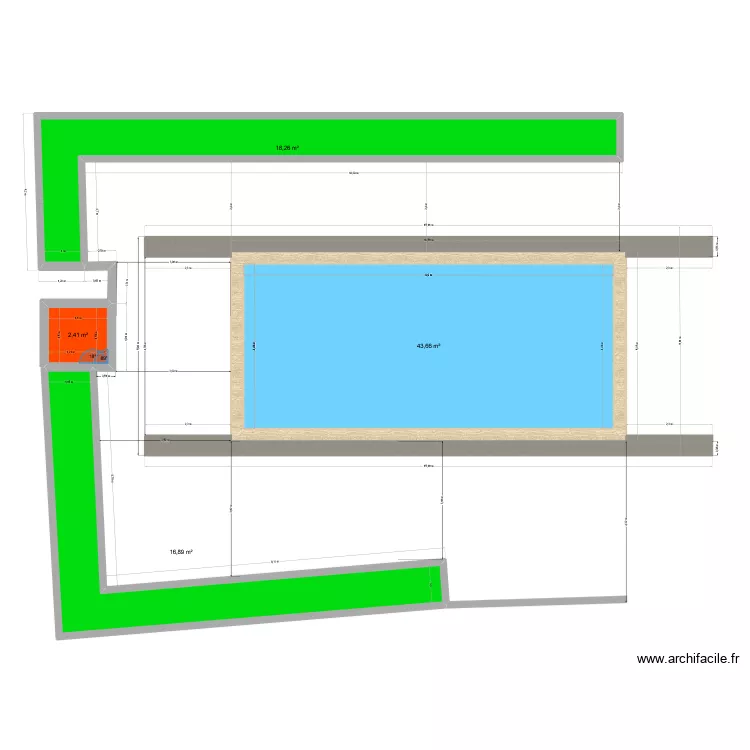 Piscine avec terrasses. Plan de 4 Pièces et 81 m² Piscine avec terrasses. Plan de 4 Pièces et 81 m²