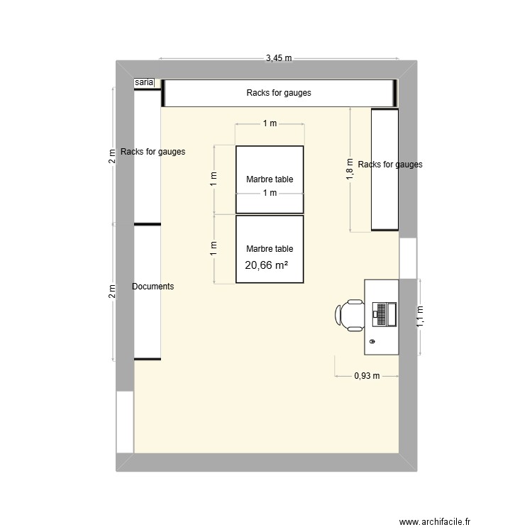 METROLOGY. Plan de 1 pièce et 21 m2
