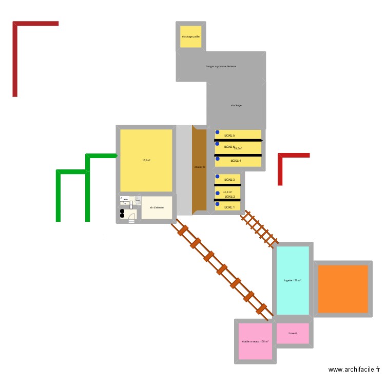 tfe. Plan de 15 pièces et 90 m2