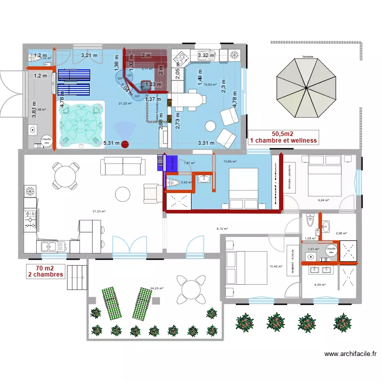 renovation Allemagne 3.7. Plan de 17  et 153 m²