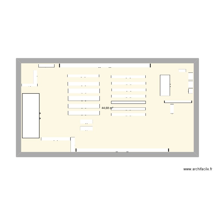 Auchan. Plan de 1 pièce et 45 m2