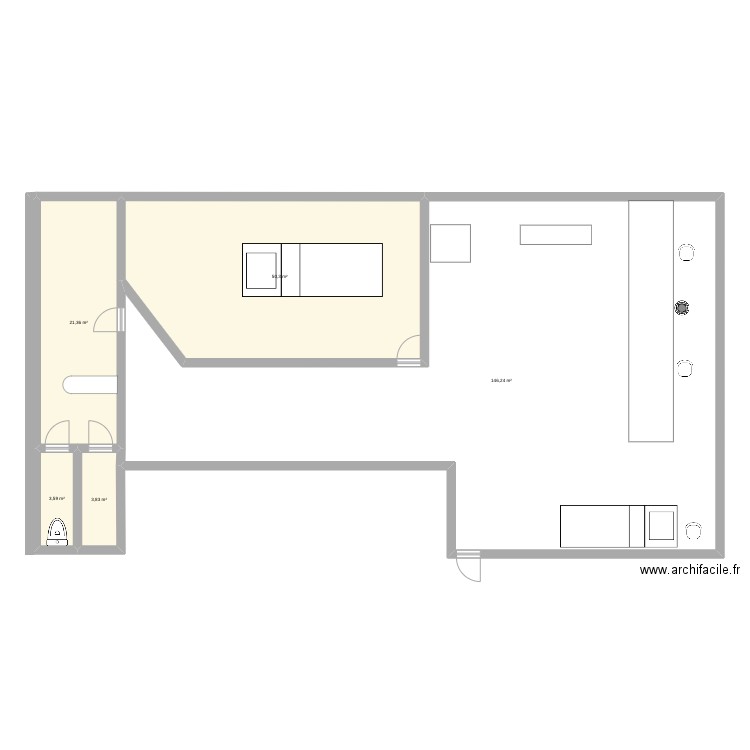 Jibeauty. Plan de 5 pièces et 225 m2