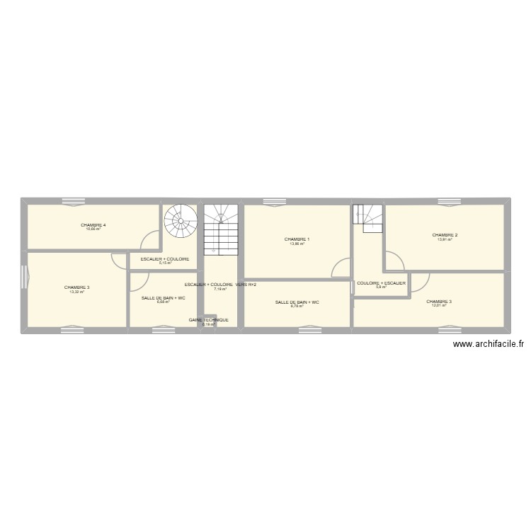 VALSONNE R+1. Plan de 11 pièces et 98 m2