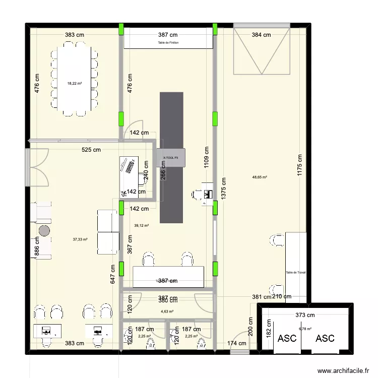 ATAYA bureau. Plan de 8  et 159 m²