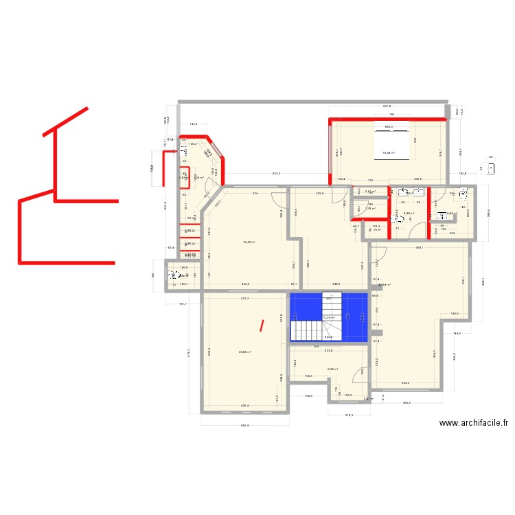 PLAM verier222. Plan de 18 pièces et 164 m2