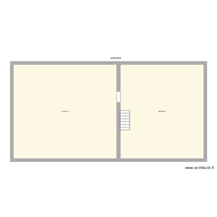 GRENIER. Plan de 2 pièces et 127 m2