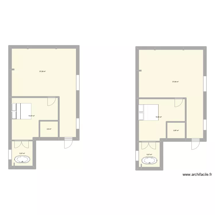 R&eacute;no plateau p&eacute;rigueux 61m2. Plan de 