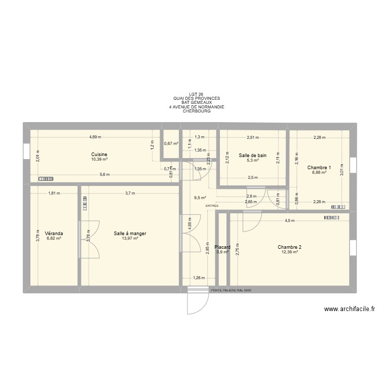 BAT GEMEAUX LGT 26. Plan de 9 pièces et 67 m2