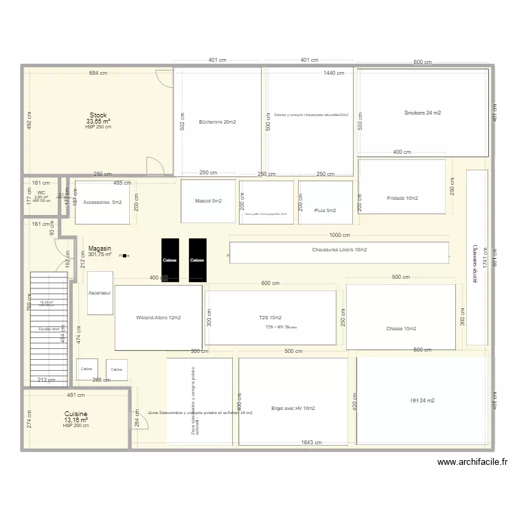 Magasin Yverdon FW. Plan de 