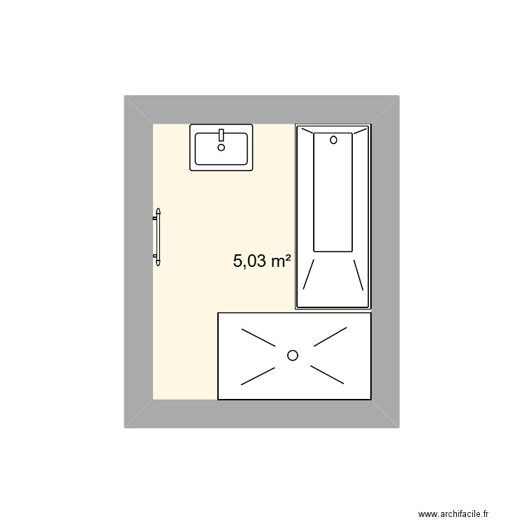 sdb clb. Plan de 1 pièce et 5 m2