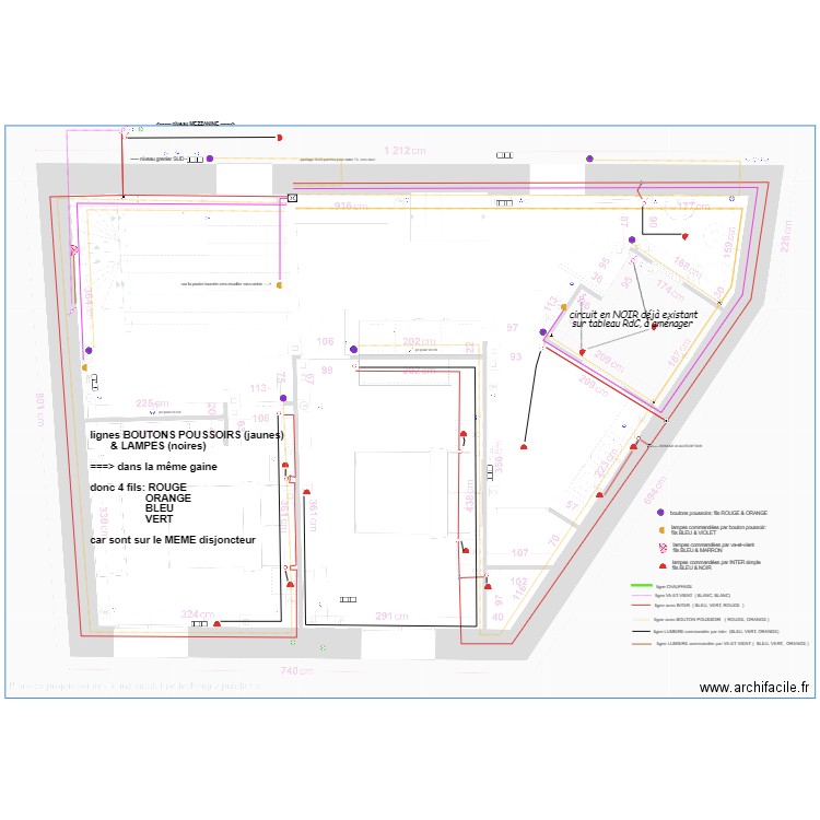 plan électricité etage lumières. Plan de 0 pièce et 0 m2
