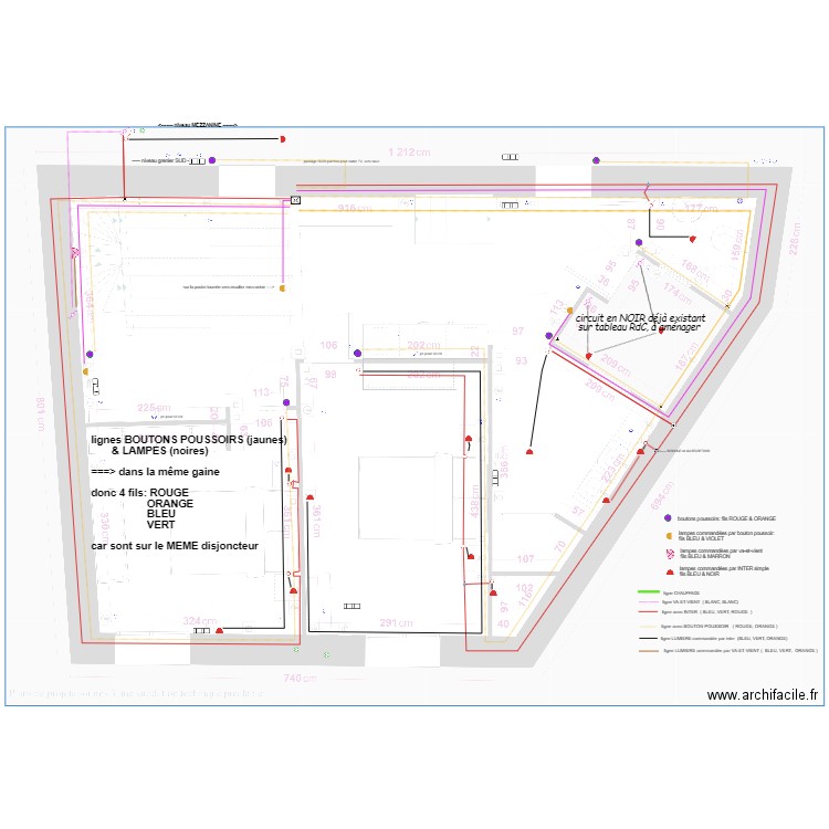 plan électricité etage lumières. Plan de 0 pièce et 0 m2