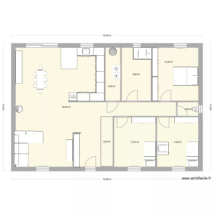 Maison 1. Plan de 8 et 119 m² Maison 1. Plan de 8 et 119 m²