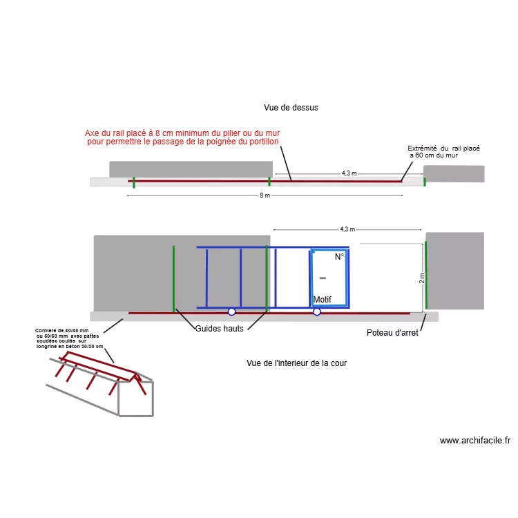 plan pose rail ma&ccedil;onneries 430 cm. Plan de 