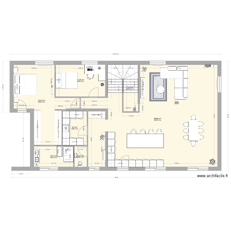 Marennes new3. Plan de 7 pièces et 141 m2