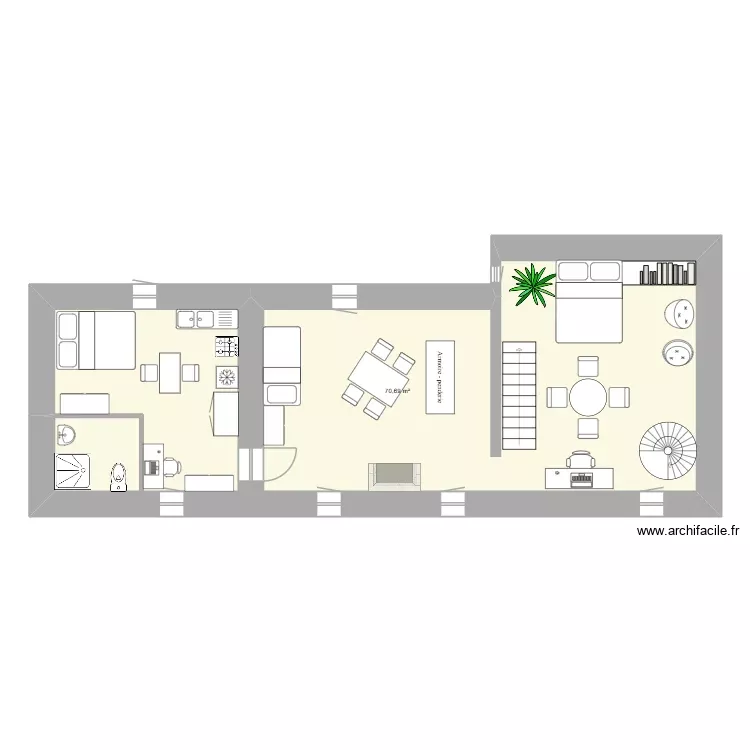 Etage 1. Plan de 1 Pièce et 71 m² Etage 1. Plan de 1 Pièce et 71 m²
