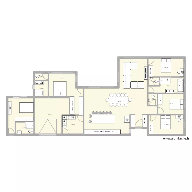 maison 5. Plan de 14 pièces et 180 m² maison 5. Plan de 14 pièces et 180 m²