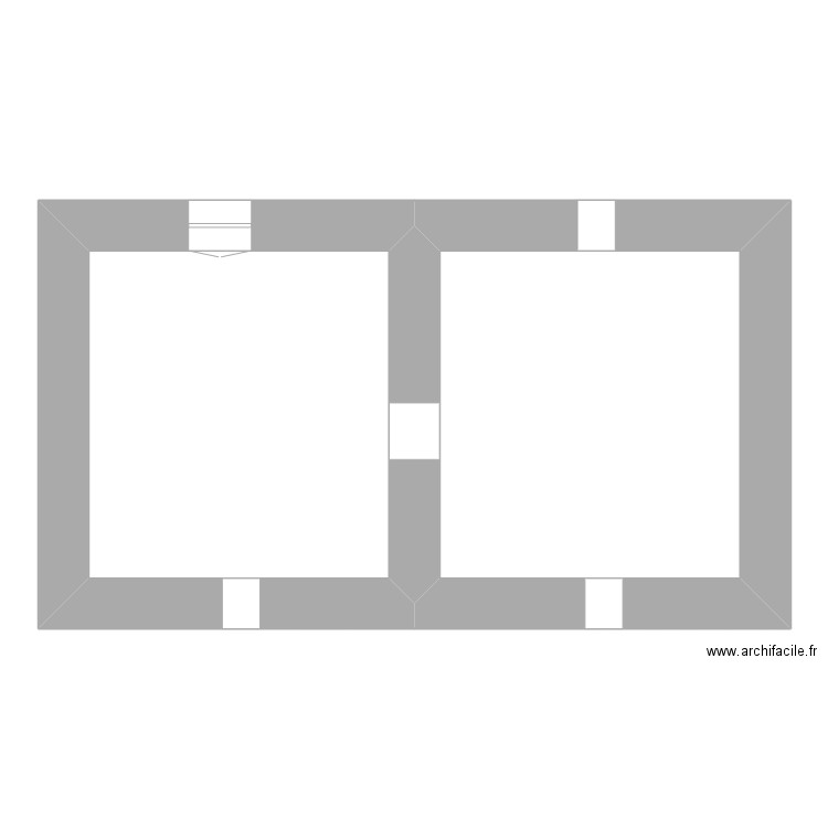 plan haut. Plan de 2 pièces et 50 m2