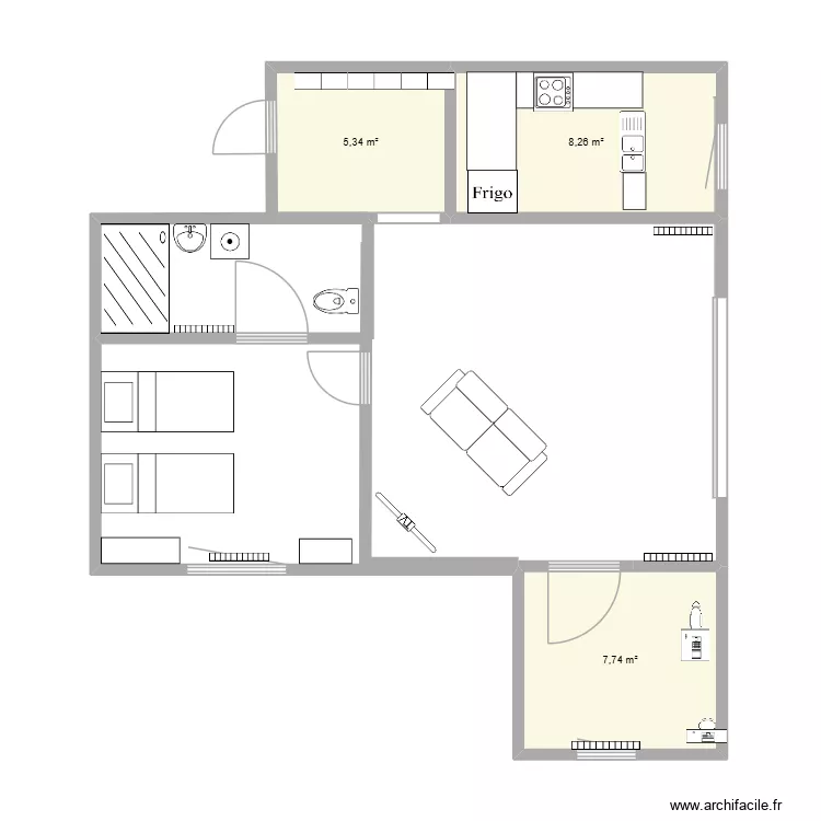Raymond 2. Plan de 3  et 21 m²