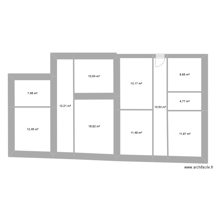 1erMurBrutIntérieurs. Plan de 11 pièces et 120 m2