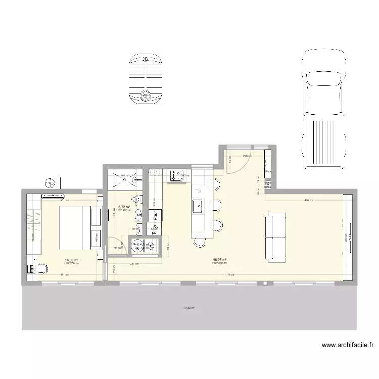 T2 66m&sup2;. Plan de 