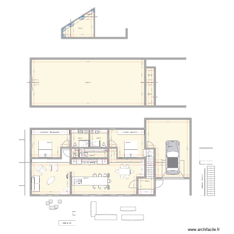 deux sb. Plan de 0 pièce et 0 m2