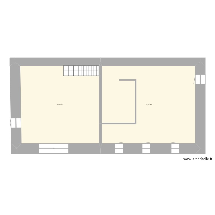 Rénovation etage. Plan de 2 pièces et 137 m2