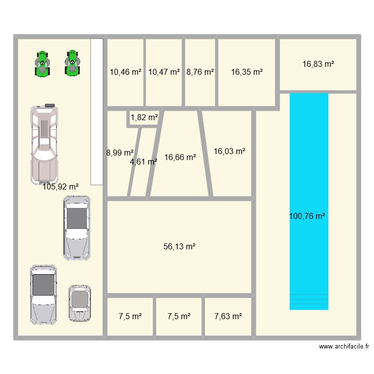 belli56. Plan de 16 pièces et 396 m2