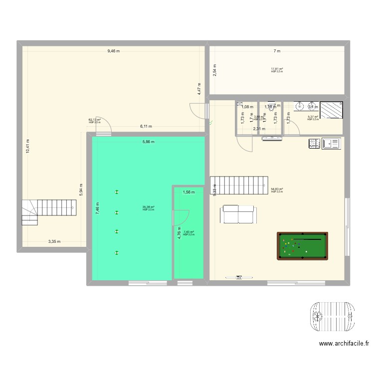 MASSIGNIEU. Plan de 7 pièces et 206 m2