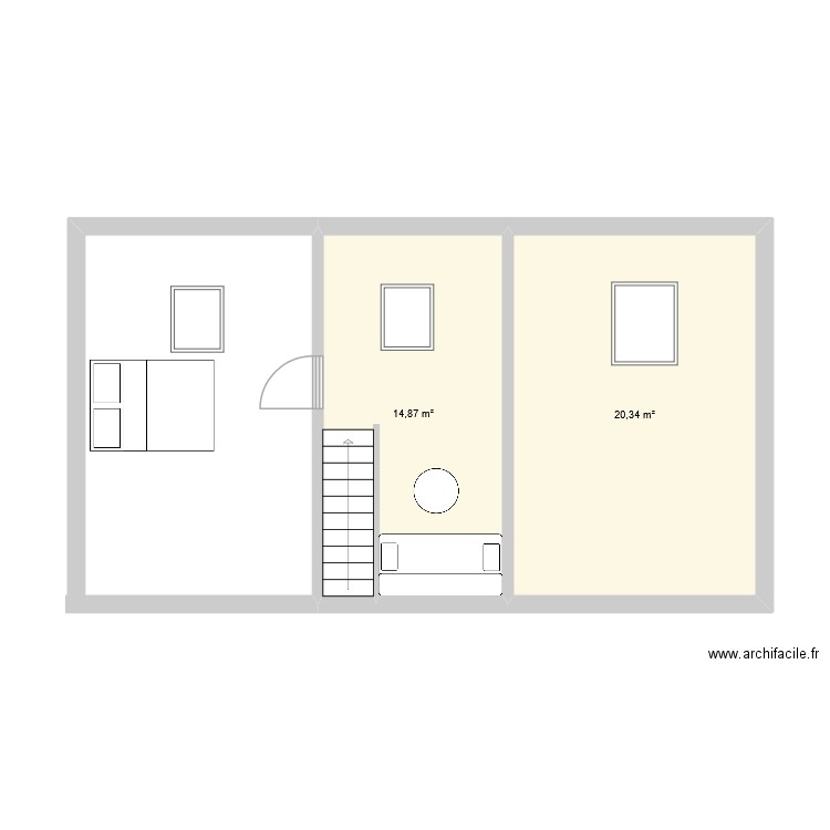 GIAT ETAGE. Plan de 2 pièces et 35 m2
