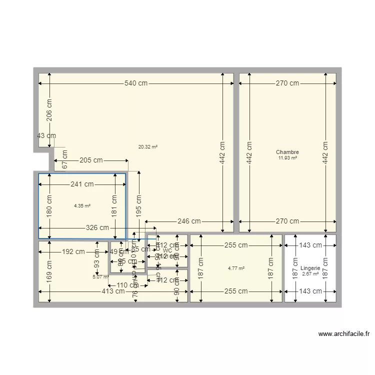 Sablonni&egrave;re - MONS. Plan de 7  et 50 m²