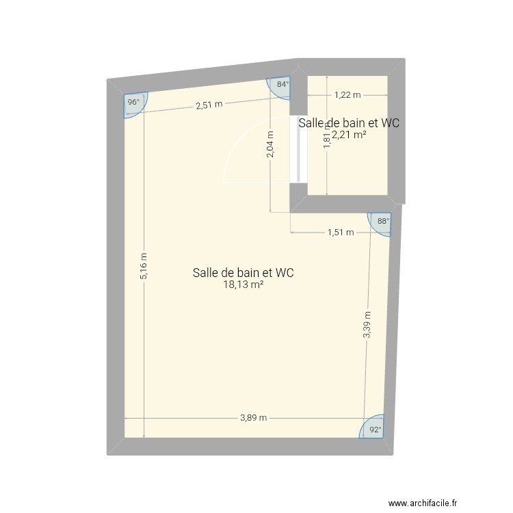 Margny. Plan de 2 pièces et 20 m2