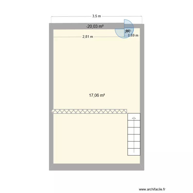 Margny. Plan de 2 pièces et 18 m²