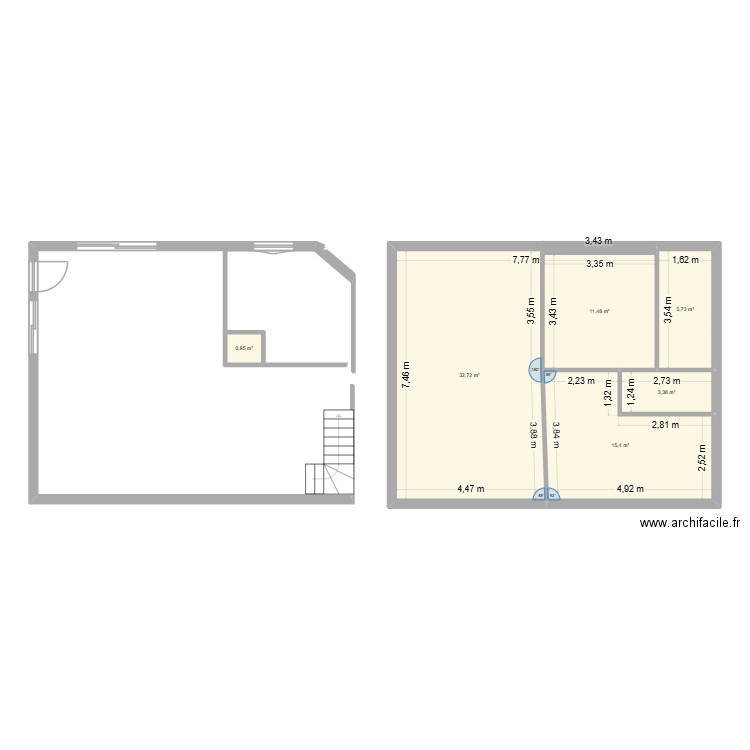 plan 1. Plan de 6 pièces et 70 m2
