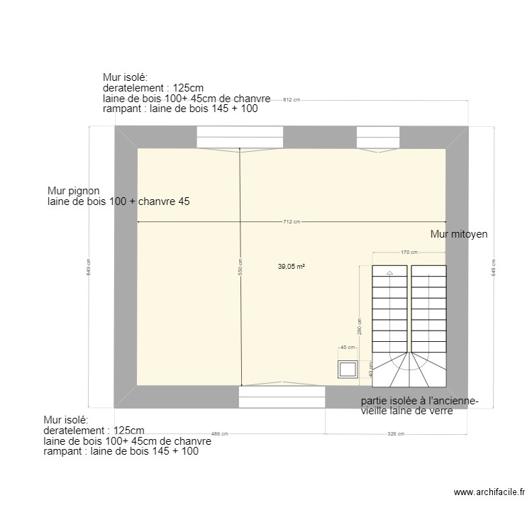 plan cesson existant 2. Plan de 1 pièce et 39 m2