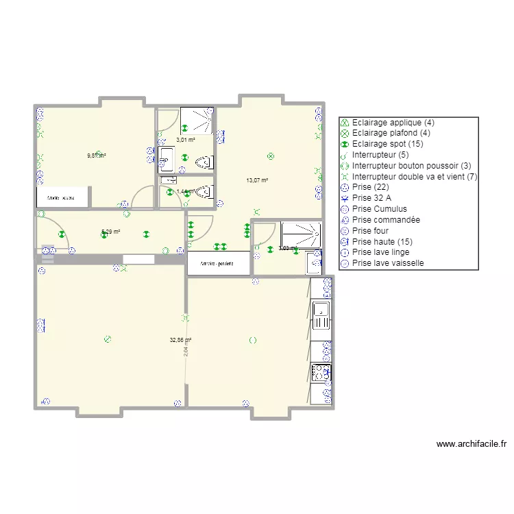 CHAUVIN PLAN 1ELEC. Plan de 7 pièces et 69 m²