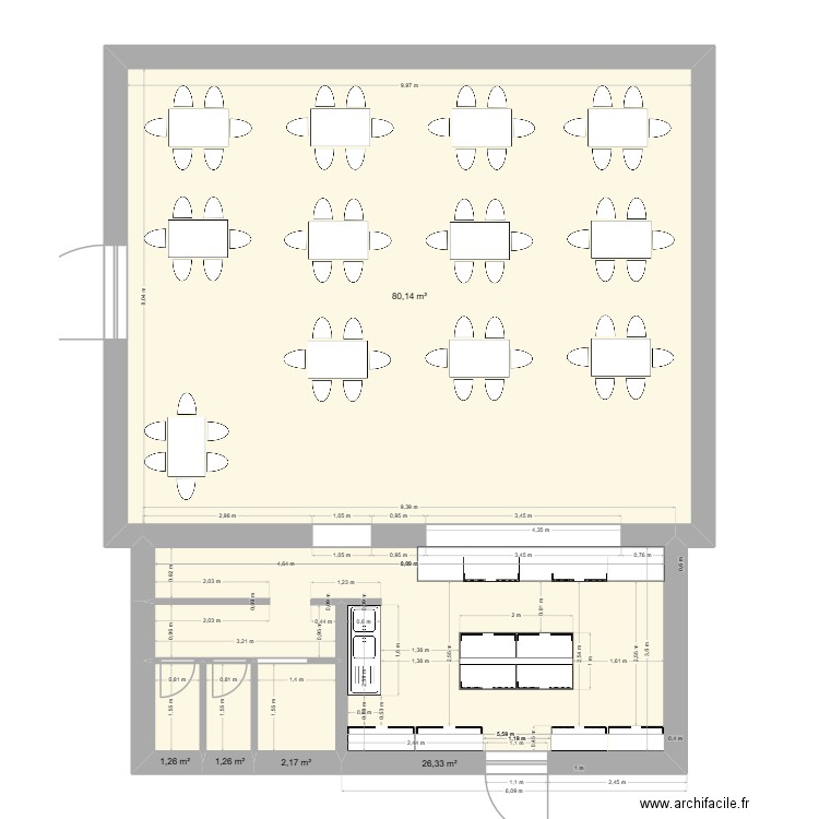 Salle Pousset Loisirs. Plan de 5 pièces et 111 m2